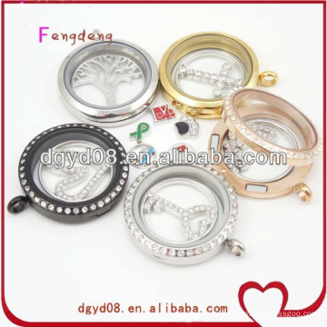 New design wholesale floating locket charm with CZ crystal